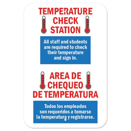 SIGNMISSION Public Safety Sign-Temperature Check Station Spanish, Heavy-Gauge, 12" x 18", A-1218-25433 A-1218-25433